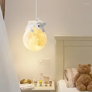 Подвесные светильники, скандинавский милый медведь, кролик, светодиодный светильник для детской спальни, прикроватная тумбочка, подвесной светильник, люстра для столовой, светильник для домашнего декора