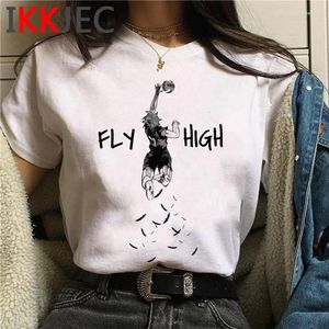 Kadın Tişörtleri Haikyuu Giysileri Kadın Japon Estetik Kawaii Grafik Tees Sıradan T-Shirt Beyaz Gömlek