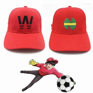 Parti Malzemeleri Anime Kaptan Tsubasa Wakabayashi Genzo Aynı Şapka Cosplay Kırmızı Nakış Beyzbol Kapağı Sunhat Unisex Accessories Hediye Prop