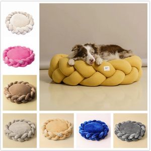 Yeni DIY el dokuması kedi çöp köpek çöpü yaratıcı makine yıkama 6cm kalınlığında süet üst düzey köpek yatağı evcil hayvan çöpü LG38
