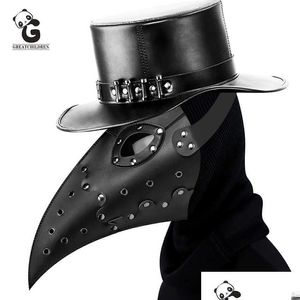 Parti Maskeleri Deri Maske Veba Tor Erkekler Steam Punks Lüks Siyah Ölüm Cosplay Gaga Prop Masque Cadılar Bayramı X0803 Bırak Teslimat Ho DHZWH