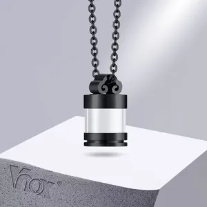 Ожерелья с подвесками Vnox, китайское ожерелье с урной «Счастливое облако» для мужчин, прозрачное стекло, флакон для духов, держатель для родительского пепла, ошейник на память