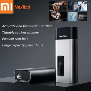 Xiaomi Nextool 4 arada Mini Alkol Test Cihazı LCD Dijital Taşınabilir Araba Breathalyzer Pencere Kesici Halat Kesici Güç Bankası