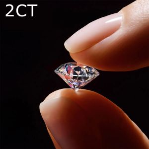 Gemstones High Quality 2 Carat D Color VVS1 Round Cut Loose Moissanite Certified For Ring Stone Gems With Certificate Diamond Test Pass D