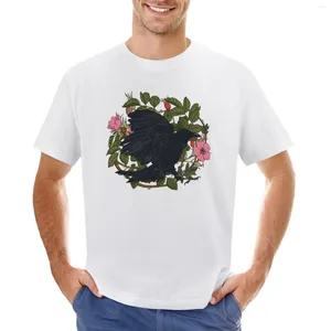 Erkek Polos Raven ve Roses T-Shirt Plus Boyut Baskı Erkekler İçin Ağır Ağır Tişörtler