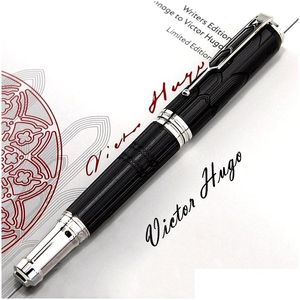 Шариковые ручки оптом, ограниченная серия Writers Victor Hugo Signature Ручка-роллер с зажимом для статуи Офисные письменные принадлежности Dro Dhytn