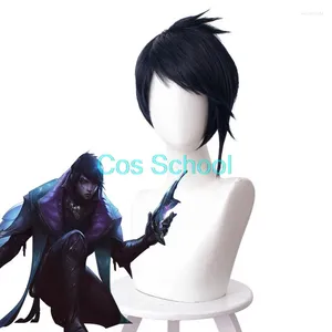 Articoli per feste Gioco Parrucca Aphelios LOL League Of Legends Parrucche cosplay Berretto per capelli corti blu Gioco di Halloween