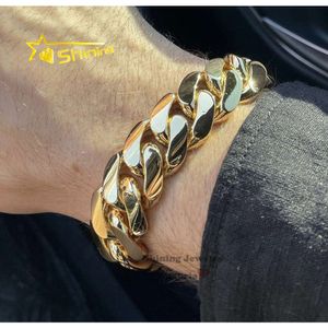 Yeni varış şık hip hop bileziği 14K gerçek altın kaplama 999 gümüş Küba bileziği 18mm 8 180g hip hop bilezik