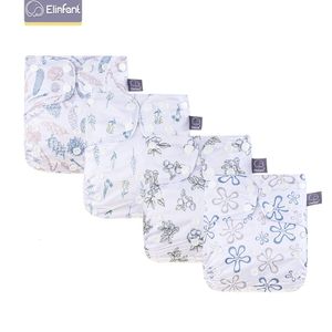 Elinfant Breathable Mesh Cloth 4pcs set Cloth Diaper Washable Adjustable Reusable OS Baby Cloth Pocket Diaper 240125