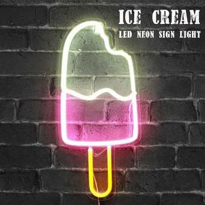 45 1x20 3cm dondurma LED neon işareti Işık Neon ampuller Bira Bar Yatak Odası için Parti Duvar Dekorasyonu Neon Lamba Noel Hediyesi T200276U