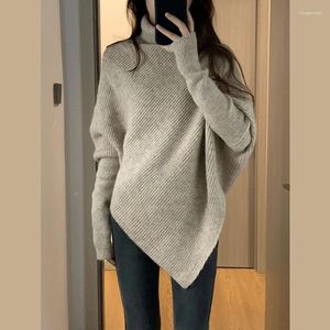 Kadın Sweaters 2024 Kazak Sonbahar ve Kış Yüksek Boyun Düz Renk Tencere Kadınlar Uzun Kollu Kazak