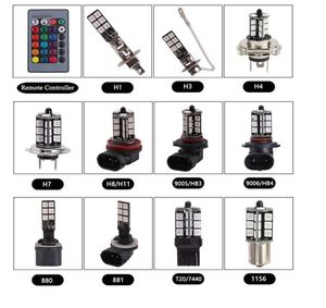 NEUE 2PCS 27SMD Lampen multicolor RGB 5050 H11 H8 1156 3156 7440 H7 9006 9005 LED Ersatz nebelscheinwerfer rückfahrscheinwerfer mit remo9007636