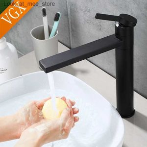 Banyo lavabo musluklar vgx banyo musluk yüksek havza mikser lavabo gurme washbasin sıcak su soğuk 360 derece vinç pirinç siyah q240301