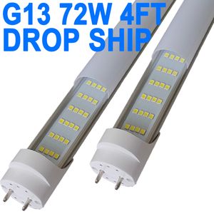 4 ft t8 LED tüp ışığı 72W G13 taban 4 sıralar 6500k balast bypass gerekli, çift uçlu, 72W yedek LED ampul ışıkları, AC 85-277V, Kabine floresan crestech