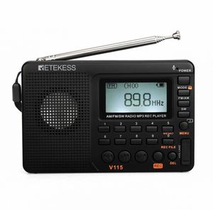 RETEKESS V115 Radio AM FM SW Radio tascabile Onde corte FM Supporto altoparlante Scheda TF USB REC Registratore Tempo di sospensione8317265