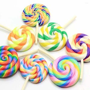 Şişeler 75mm Büyük Yataylı Swirl Lollipop Cabochons Düz Reçine Kabin Saç Merkezleri El Sanatları Tedarik