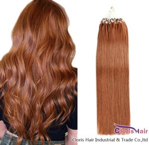 30 Medium Auburn Loop Micro Link Human Hair Straight Brazilian Remy Silicone Micro Ring Beads Natural Hair Extensions 05gs 100 3706057