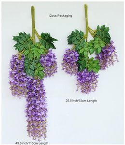 11075cm yapay wisteria sarmaşıklar ipek dökme mavi wisteria yapısal sarmaşıklar düğün partisi süslemeleri için rattans fasulye çiçekleri7984753