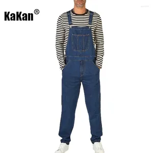 Jeans Masculino Kakan - Alça da Moda de Rua da Europa e América Azul Escuro One Piece K34-777