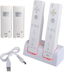 Двойная зарядная станция с 2 аккумуляторами, светодиодная подсветка для Wii Wii U, пульт дистанционного управления, белые оригинальные контроллеры Wii № 3244721