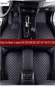 Flash mat leather car floor mats for Bmw 5 series E34 E39 E60 E61 F07 GT F10 F11 F18 20042018 Custom car foot carpet cover H220412017780