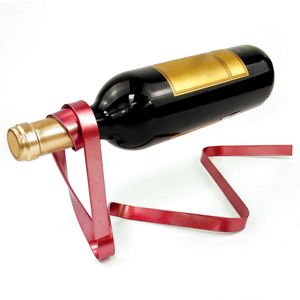 Лента, железный держатель для бутылки вина, подвесная подвеска, красочная плавающая стойка, подставка, кронштейн, барный шкаф, домашний декор 240219