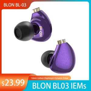 Наушники Blon BL03 Best Wired in Ear Hifi наушники 10 мм углеродной диафрагмы Динамический драйвер.