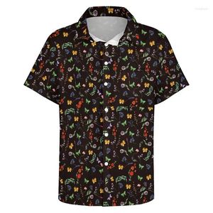 Мужские повседневные рубашки с милыми бабочками и 3D-принтом для мальчиков, блузки для мальчиков с гавайским животным рисунком и коротким рукавом для мужчин, одежда, уличная одежда, пляжные роскошные топы