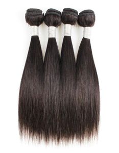 Прямые пучки волос 4 шт. 50gpc натуральный цвет черный перуанский девственный человеческий плетение наращивание волос для коротких боб Style7115005