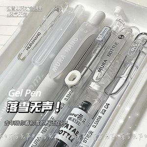 Korean Ins Winter Snowflake Series Press Neutral Pen Transparent White Shell 0.5mm Black Ink Student Gel Stationery
