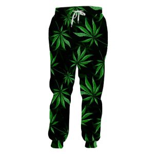 Sweetpants ujwi gündelik jogger ot spor pantolon akçaağaç yaprağı çim 3D Yeşil Erkekler Giyim Büyük boy polyester dropship ucuz toptan satış