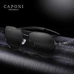 Мужские солнцезащитные очки CAPONI из углеродного волокна, Похромные поляризованные уличные солнцезащитные очки из сплава, 100% UV400, оригинальные брендовые оттенки BS23028 240220