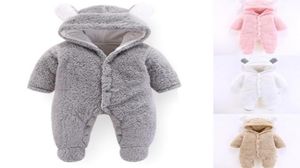 Yeni Sonbahar Kış Baby Romper 1 ila 12m Çocuklar Yenidoğan Footies Bodysuit Kapşonlu Bebek Pamuk Tulumları Erkek Erkek Kız Giyim