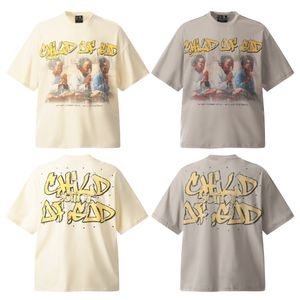Японская дизайнерская футболка Child Pray Винтажная футболка большого размера Мужская футболка Скейтборд Летняя повседневная стильная уличная одежда Женская футболка 24ss 0302