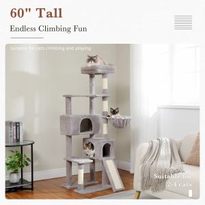 Árvore para gatos multinível, frete grátis, com poste para arranhar, torre para gatos com rede de condomínio, cama para gatos, brinquedo para animais de estimação