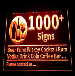 1000 знаков световой знак пиво вино виски коктейль ром водка напиток кола кофе-бар клуб паб 3D светодиодный падение Whole8082155