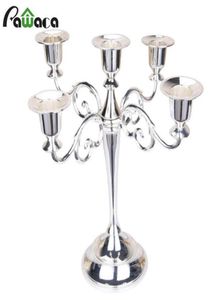 Silvergold 3 5 Arms Metal Candlestick Holder Pillar Candle Holder White Candle Stand Wedding Candlestick Candelabra Stand Decor Y8529628