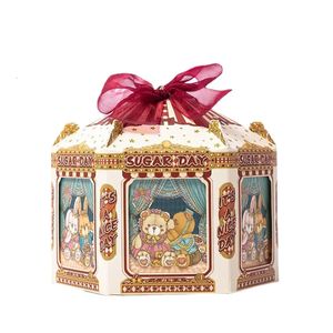 Хорошее качество, свадебные коробки для конфет, милый медведь, бумажная коробка для упаковки подарков, лента для сладостей, вечерние украшения для бутика 240301