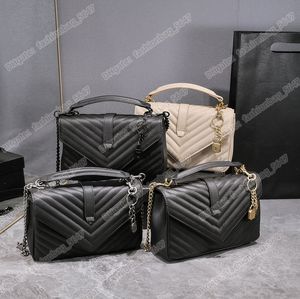 Lüks Crossbody Bags Tasarımcı Çanta Kadın Çanta Koleji Çantası Orijinal Deri Siyah Gümüş Altın Zincir Çantalar Çanta Tek Omuz Çantaları Zarf Çantaları Kadın Metal Logo