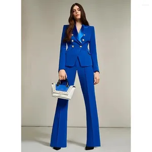 Erkekler Kraliyet Blue Women Suit Pantolon Tasarım Çift göğüslü Özel Parti Giyim Bayanlar Blazer Pantolon İş Kostümü Homme