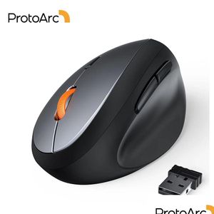 Fareler Protoarc EM14 Kablosuz Dikey Fare Küçük El Pencereleri XP Vista Linux 7 8 10 2.4G Ergonomik Damla Teslimat Bilgisayarları Ağ Otsnh