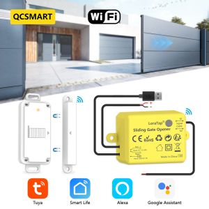 Контроль QCSMART раздвижные затворы контроллер открывателя IP65 водонепроницаемый датчик дверей USB Зарядка с Tuya Smart Life Google Home Alexa