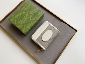 Luxo d designer de cartão de visita feminino clipe zíper padrão clássico atacado preto mini carteira de couro caixa de cinto bolsa