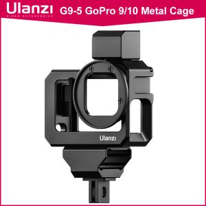 Сумки Ulanzi G95 Металлическая клетка для GoPro Hero 11 10 9 Корпус корпуса черного рамы с камерой холодной обуви Расширение 52 -мм фильтр -адаптер микрофон