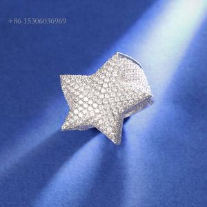 En çok satan yıldız tasarım sier moda takı vvs moissanite elmas buz çıkış hip hop Küba yüzüğü erkekler için