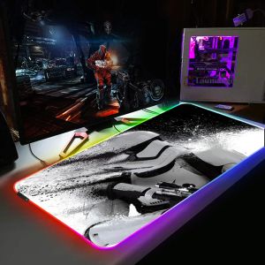 Pedler Arka Işık Yıldızları Savaşları ile Fare Pad RGB Masa Masası Özel PC Oyun Dolapları Oyun Halı Klavyeleri Aksesuarları Büyük Anime Mousepad