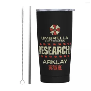 Стаканы Umbrella Corp Научный персонал лаборатории Arklay Стакан Термостакан с вакуумной изоляцией и крышкой Соломенные кружки для чая смузи Бутылка для воды 20 унций