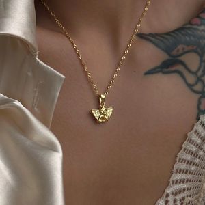 Новое летнее ожерелье Ins, 18-каратное позолоченное ожерелье из нержавеющей стали с подвеской в виде ангела-Купидона, водонепроницаемые украшения для женщин