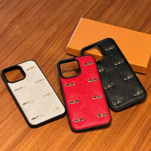Tasarımcı Moda Deri Telefon Kılıfları İPhone 15 Pro MAX 15PRO 14 13 12 11 Mektup Kırmızı Siyah Çiçek Arka Kapak Lüks Mobil Kabuk Tam Kapsam Koruması