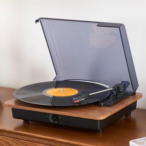 Hoparlörler Vinil Turntable Record Player LP Disk 33/45/78 RPM Bluetooth Ahşap Gramofon Yerleşik Hoparlör Antika Retro